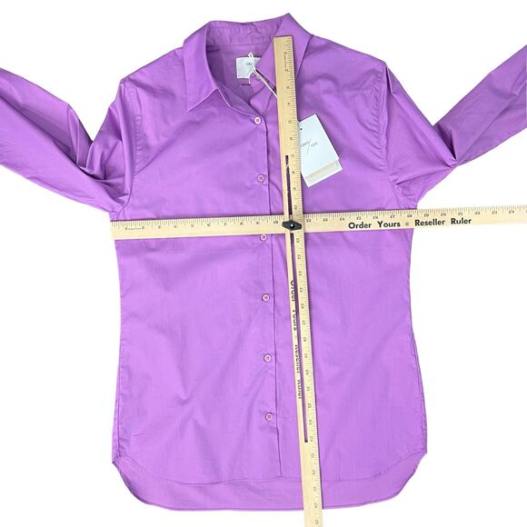 GreyVen Reiki Boyfriend Purple Collared Button Up Blouse Top Size S NEW Tags - Picture 3 of 12